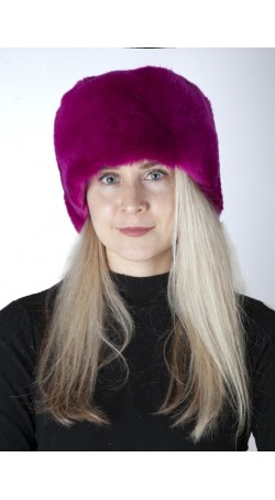 Cappello pelliccia in rex fucsia